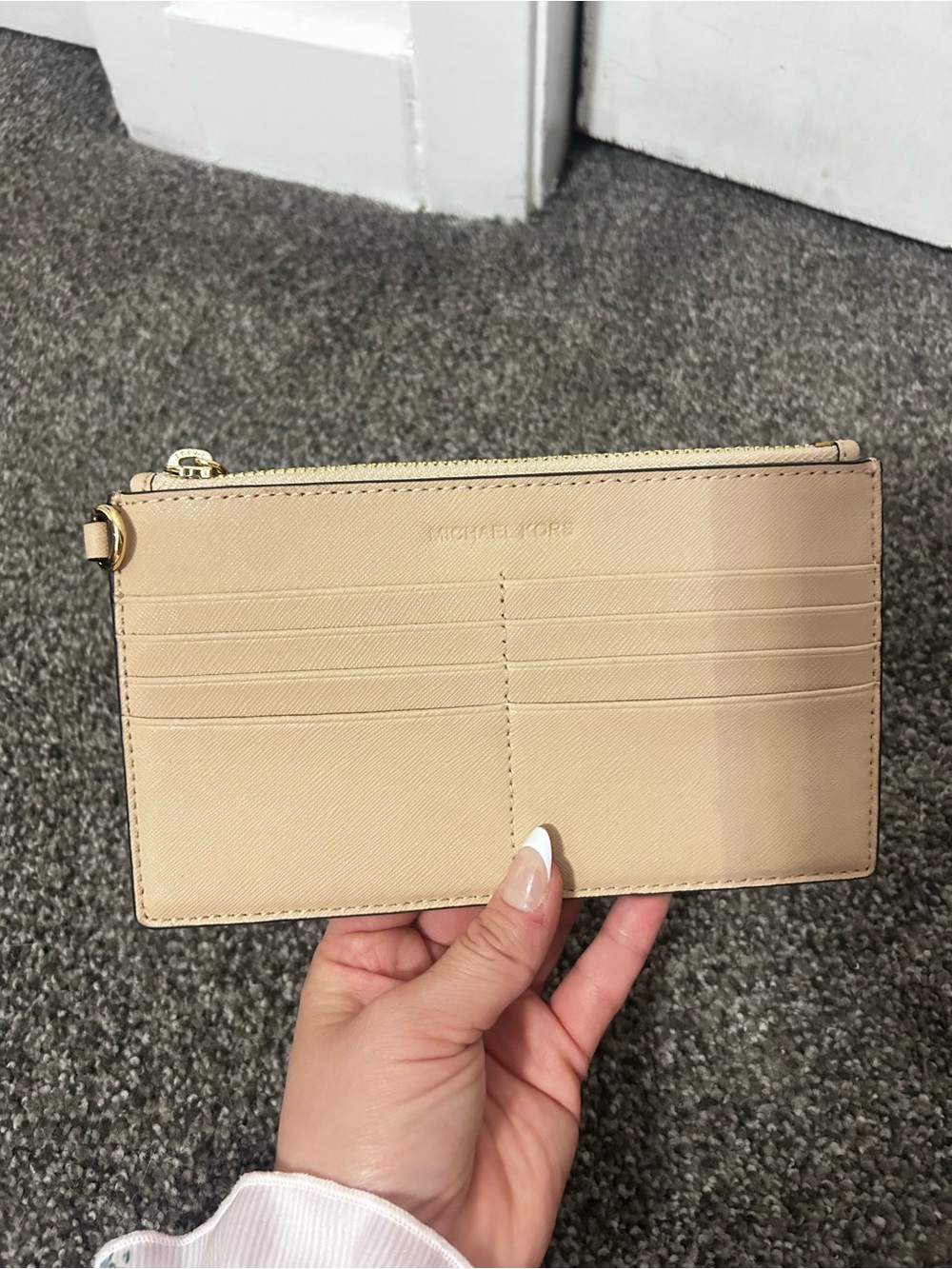 Michael Kors Nude Saffiano Leather Card Holder with Zip